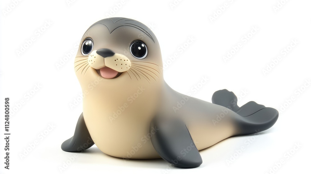 A lovable 3D sea lion with a soft, rounded body and a cheerful expression, perfect for plush toys A lovable 3D sea lion with a soft, rounded body and a cheerful expression, perfect for plush toys
