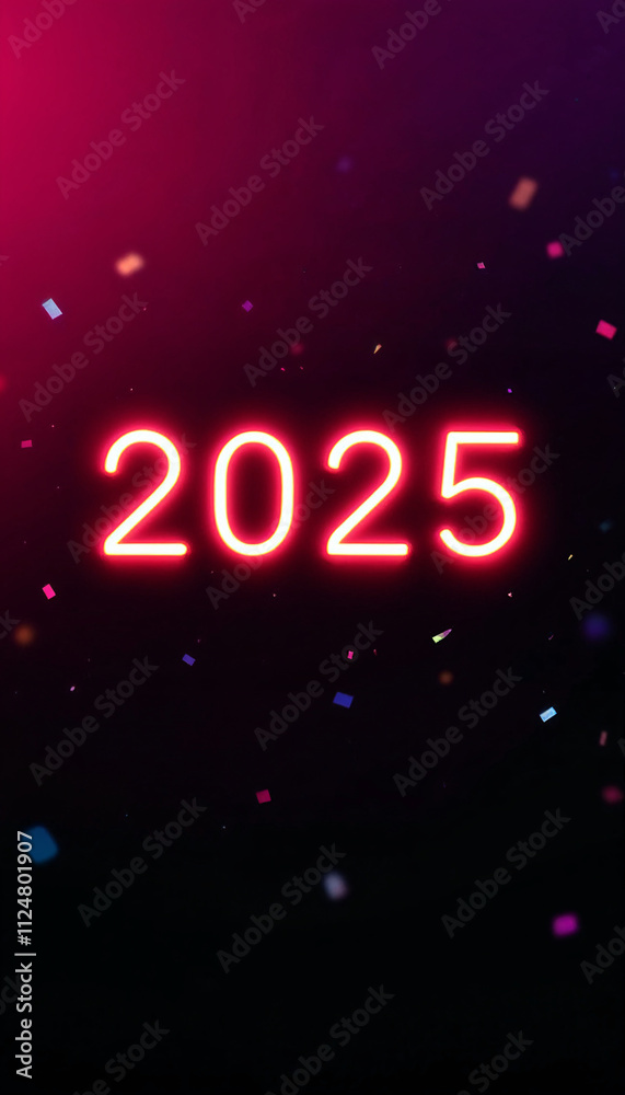 Vibrant celebration of New Year 2025 with colorful confetti and glowing numbers as a perfect phone wallpaper Vibrant celebration of New Year 2025 with colorful confetti and glowing numbers as a perfect phone wallpaper