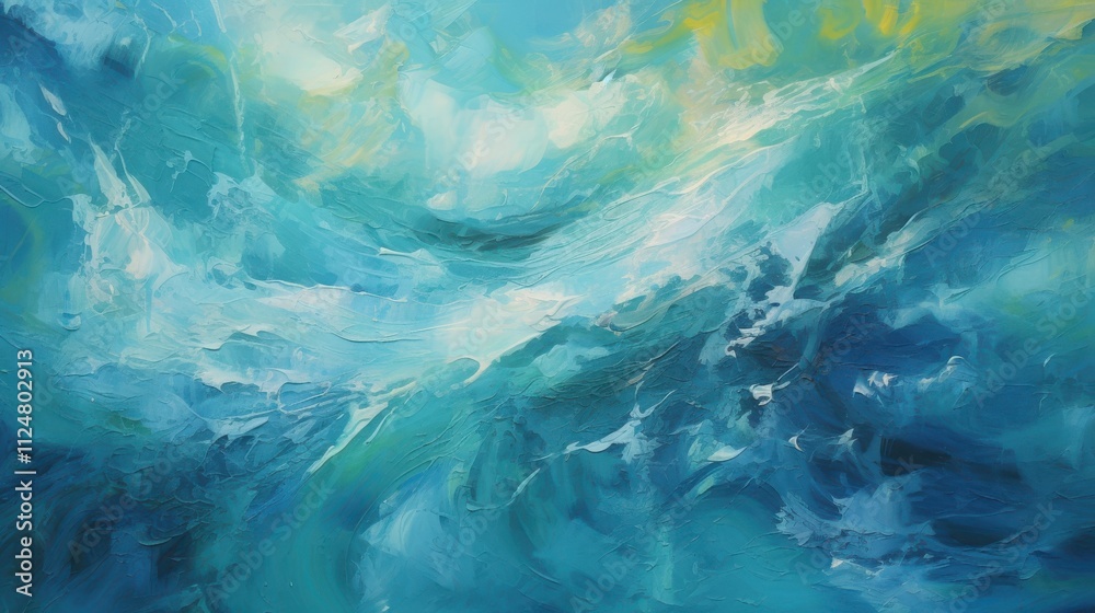 Abstract swirling teal and blue ocean waves painting. Abstract swirling teal and blue ocean waves painting.