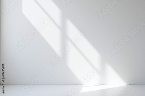 Minimalist interior space white wall light shadow window floor