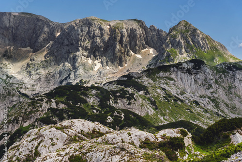 Obraz na płótnie Alpine Summer Landscape with Mountain Range in Durmitor w salonie