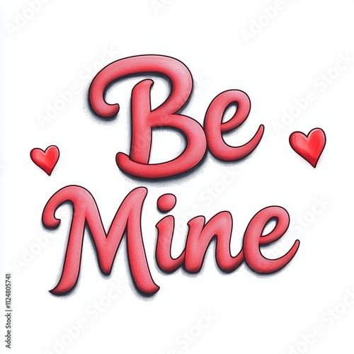 A romantic love message that reads Be Mine in elegant script, isolated on a white background photo