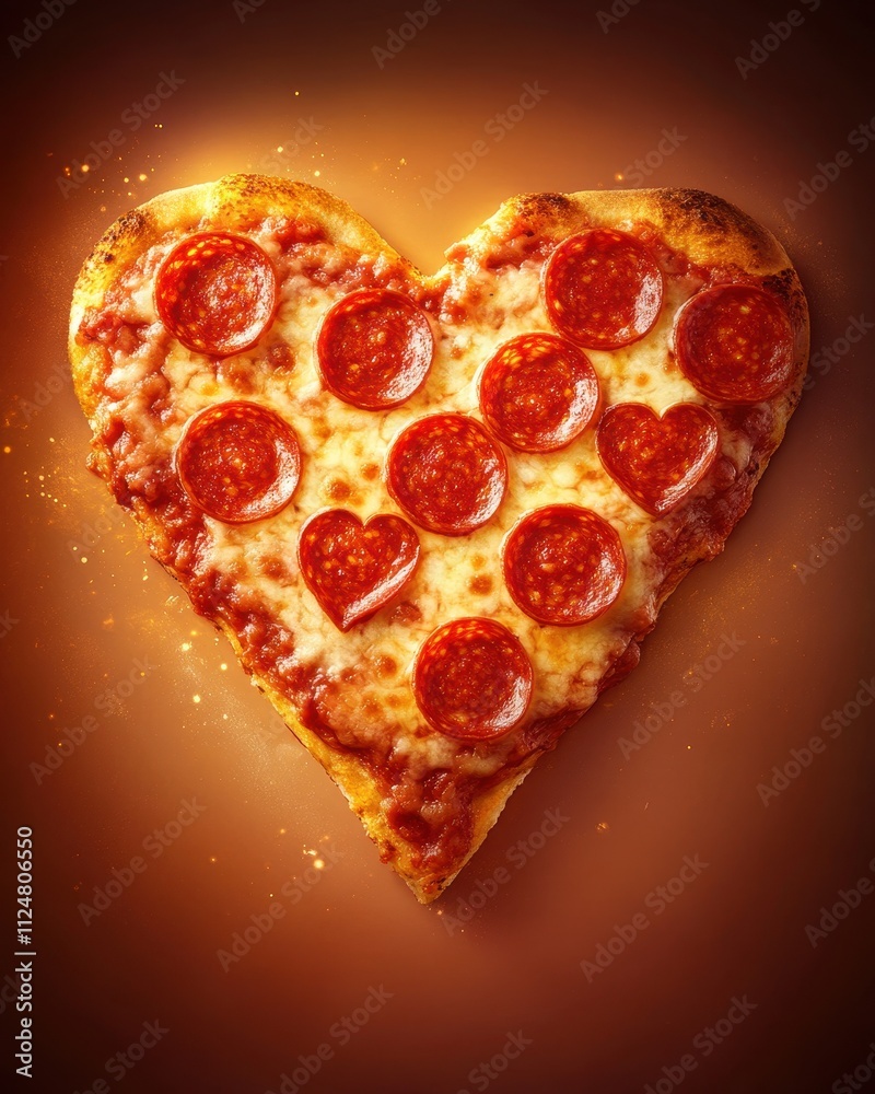 Whimsical Heart-Shaped Pepperoni Pizza Slice Whimsical Heart-Shaped Pepperoni Pizza Slice
