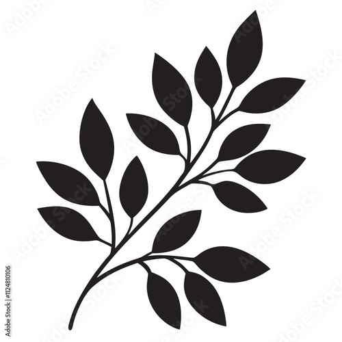 Different type of hand drawn leaves linocut vector 