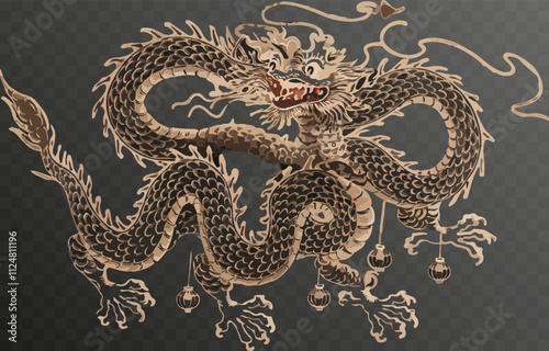Chinese New Year Dragon png. Dragon on isolated transparent background. Chinese New Year design.