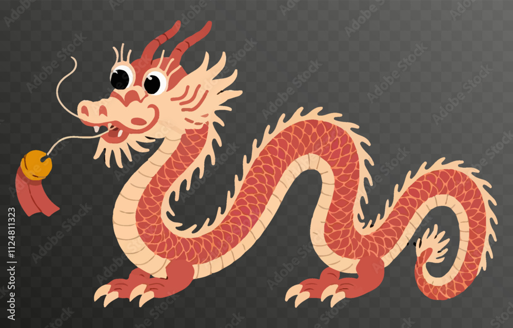 Obraz premium Chinese New Year Dragon png. Dragon on isolated transparent background. Chinese New Year design.