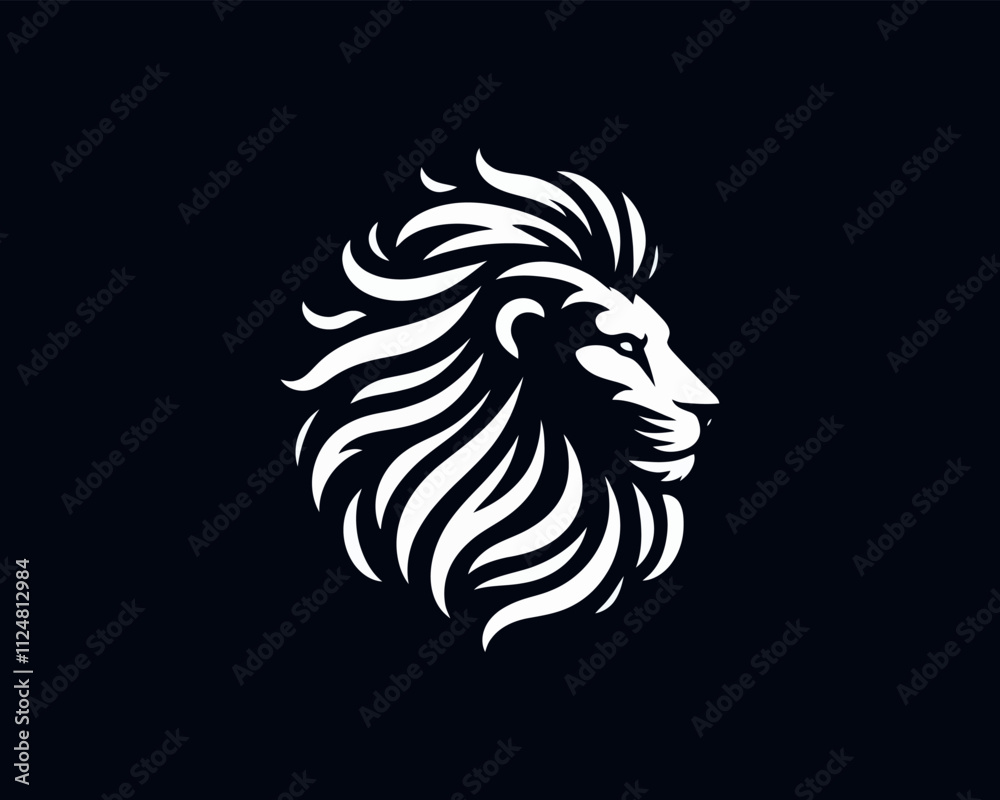 Lion Logo Design Vector Template. Lion Head Logo Icon Vector illustration. Black and white Lion head vector illustration. Lion Logo Design Vector Template. Lion Head Logo Icon Vector illustration. Black and white Lion head vector illustration.