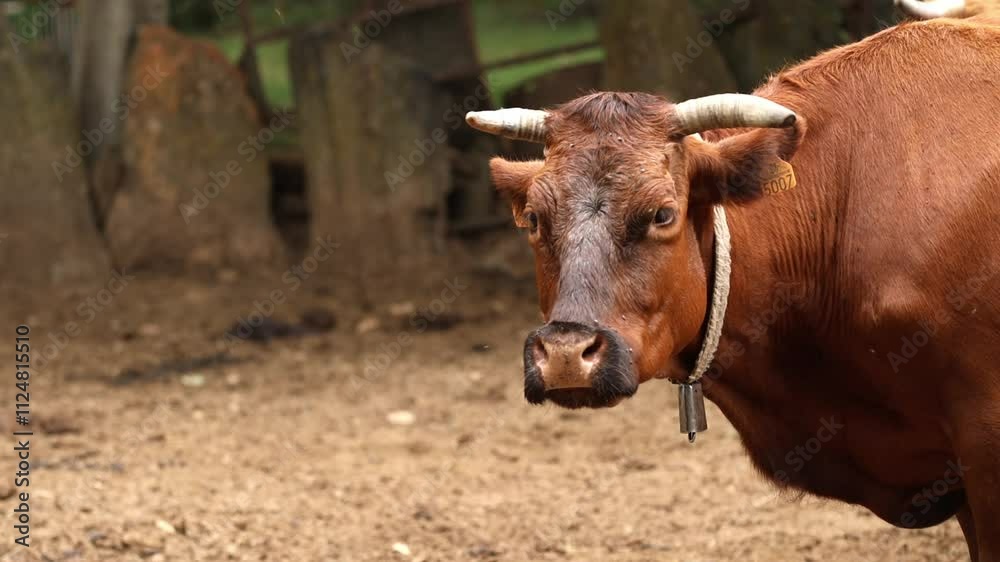 Slow motion cow looking at camera Slow motion cow looking at camera