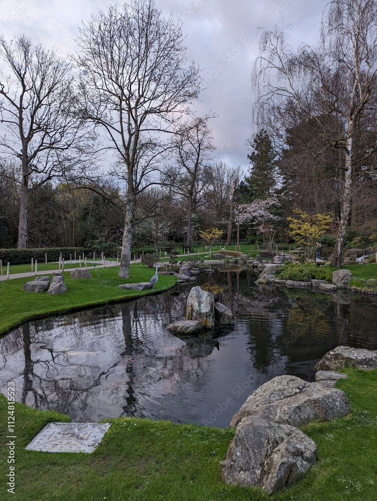 A Japanese garden with a pond in London A Japanese garden with a pond in London