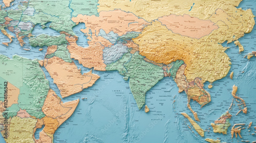 Detailed Map of Asia with Marked Capitals Detailed Map of Asia with Marked Capitals