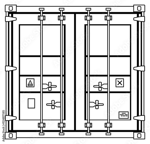 simple illustration of a cargo container or shipping container in black color without background