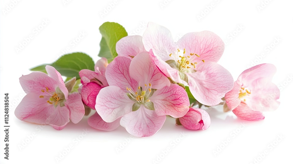Delicate Pink Apple Blossoms Isolated On White Background Delicate Pink Apple Blossoms Isolated On White Background