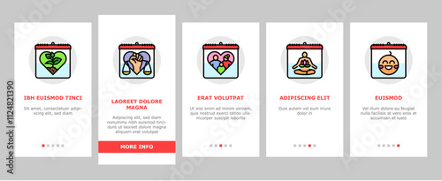 international day holidays onboarding mobile vector family children, tolerance and yoga, water food, cancer diabetes, mental health international day holidays illustrations