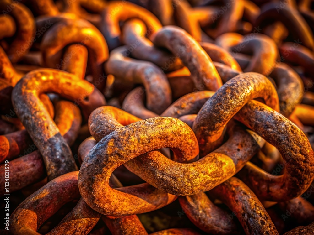 Candid Photography of Rusty Chains Intertwined in Darkness Highlighting Fear and Difficulty with Dim Light Effects Candid Photography of Rusty Chains Intertwined in Darkness Highlighting Fear and Difficulty with Dim Light Effects