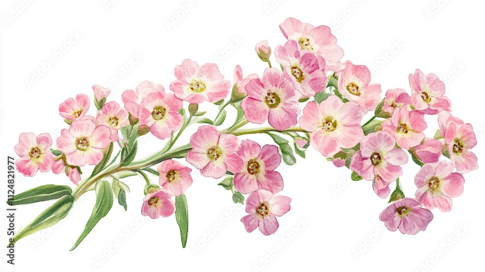 Delicate Pink Watercolor Flowers Branching Out Delicate Pink Watercolor Flowers Branching Out