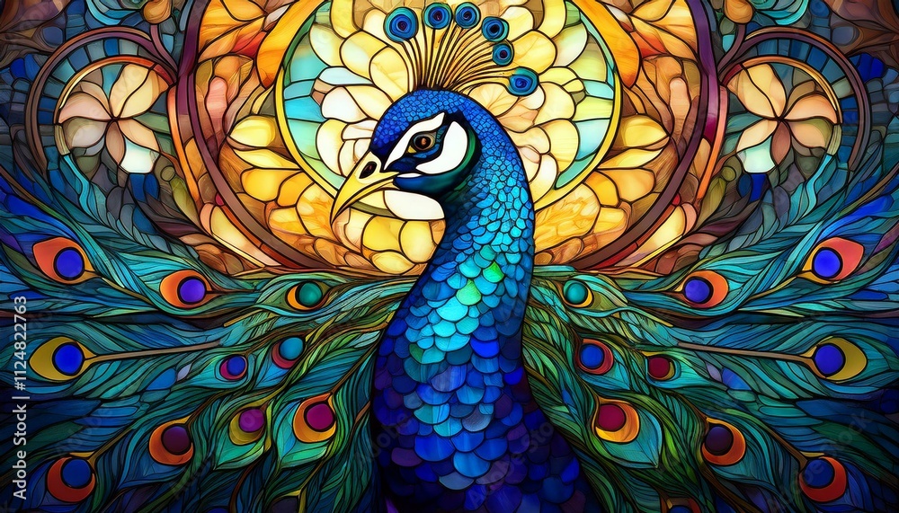 Fototapeta premium peacock feather on the wall