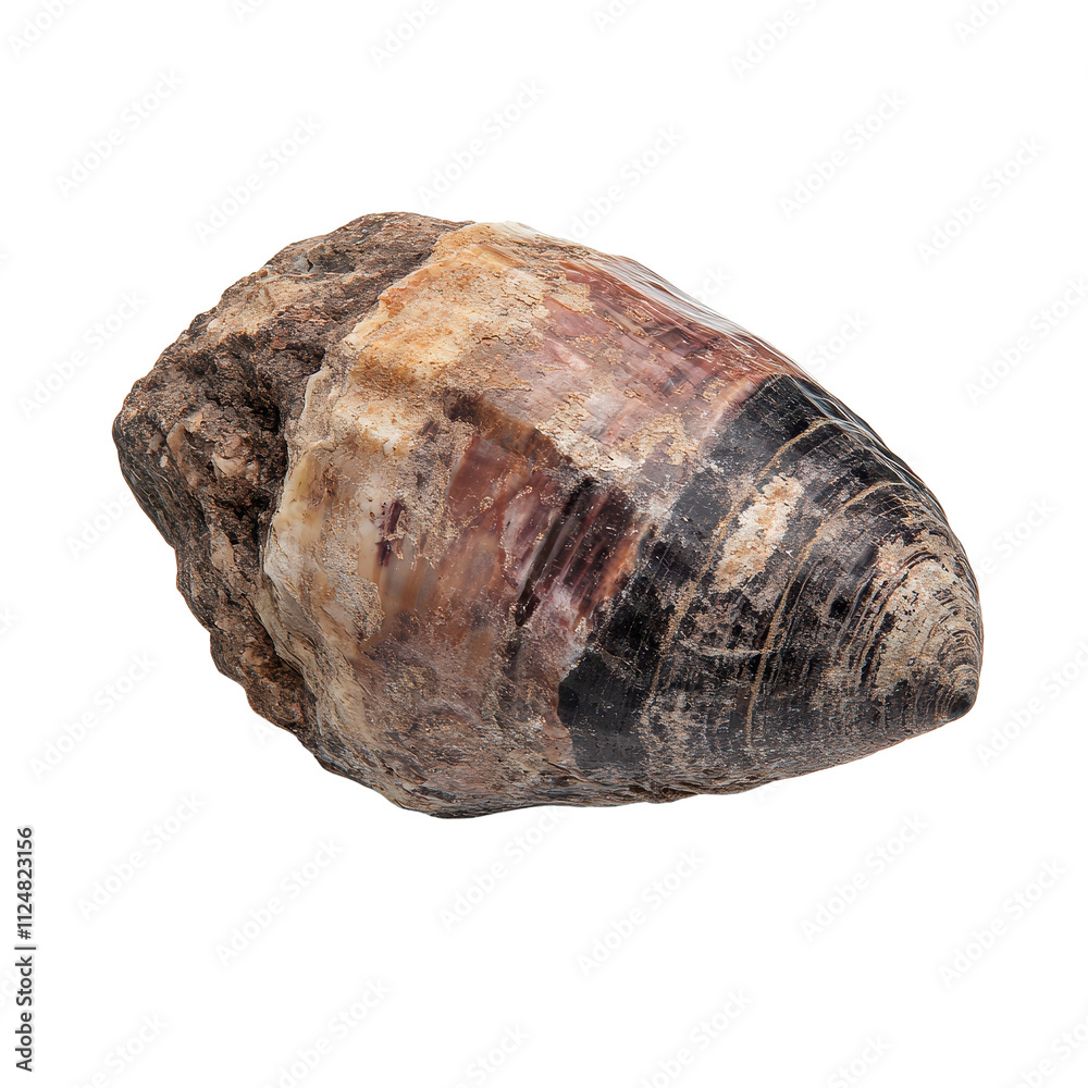 Beautiful shell with unique color patterns. transparent background