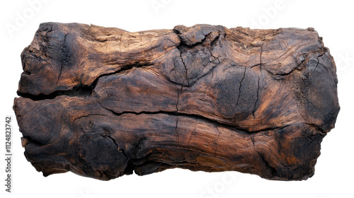 Detailed wooden log with unique textures. transparent background