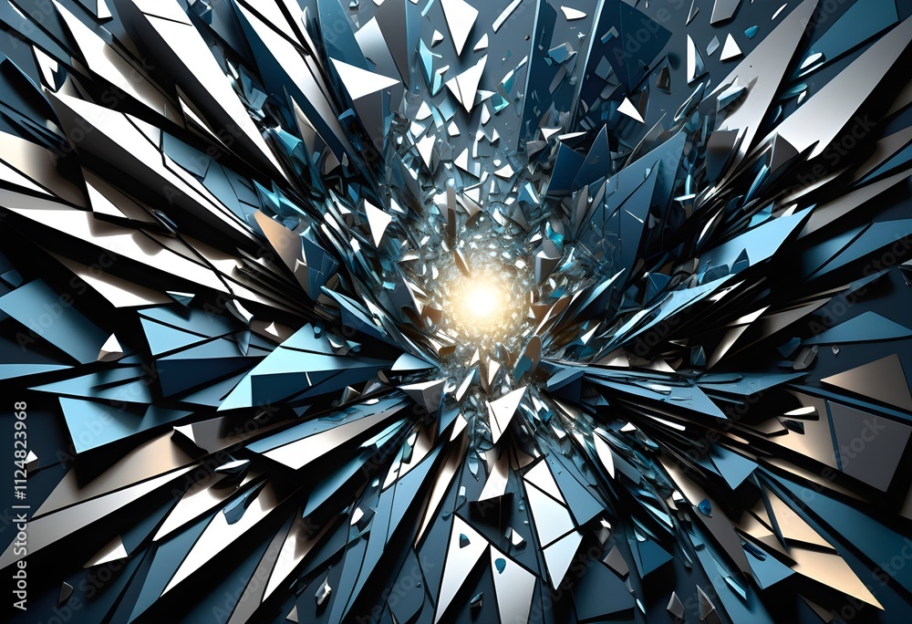 Abstract shards of reflective surfaces scattered on a dark gradient backdrop. Light reflects in muted blues and silvers, creating depth, contrast, and a surreal kaleidoscope effect. Abstract shards of reflective surfaces scattered on a dark gradient backdrop. Light reflects in muted blues and silvers, creating depth, contrast, and a surreal kaleidoscope effect.