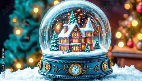 Festive beautiful Christmas and New Year composition, magic New Year's ball