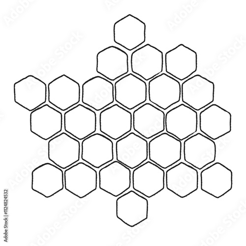 Textured Honeycomb structure. Propolis Honey comb. Honey, pollen, wax, parchment and bee products in sketch style. Stock vector illustration isolated on white background.