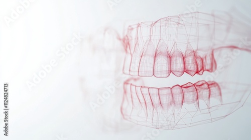 This professional schematic showcases a dental arch in a minimalist style, ideal for a dental clinic banner with space for text. Generative AI