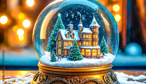 Festive beautiful Christmas and New Year composition, magic New Year's ball