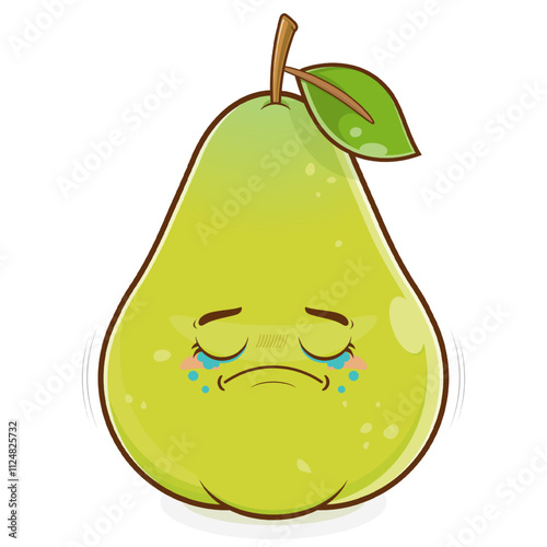 pear crying face cartoon cute