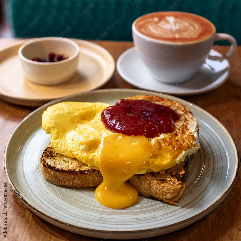 Mouthwatering Taleggio Toast with Cheddar Omelette and Jam Mouthwatering Taleggio Toast with Cheddar Omelette and Jam