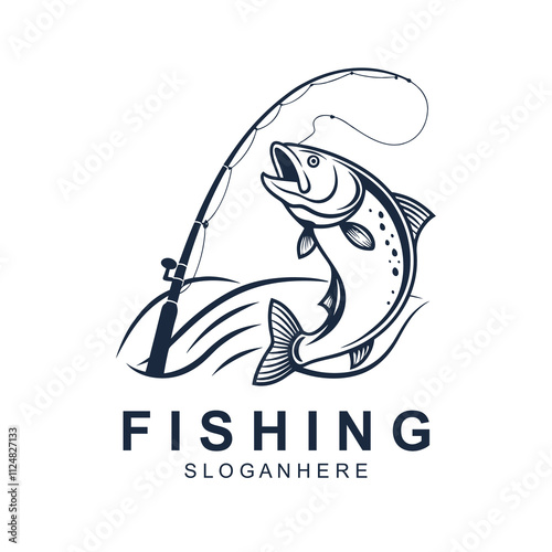 Fishing logo design template illustration. Sport fishing Logo