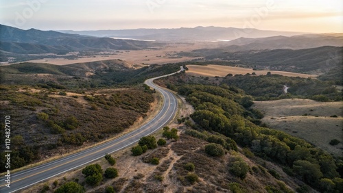Captivating Aerial View of California State Route 79 Near Julian, Showcasing the Serene Landscape and Minimalist Beauty of Southern California's Scenic Highway