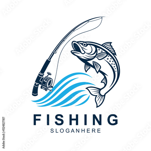 Fishing logo design template illustration. Sport fishing Logo