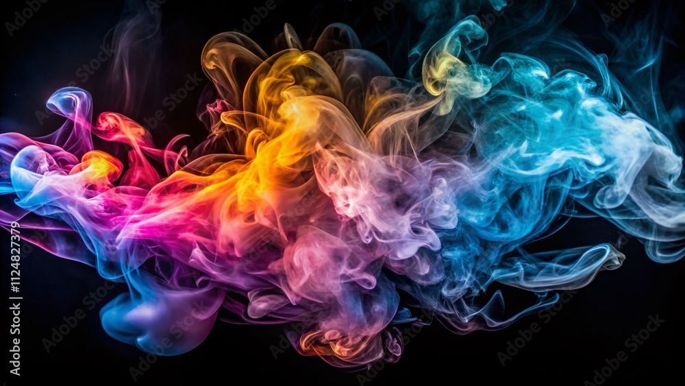 Obraz premium Captivating Aerial View of Ethereal Smoke Patterns Against a Dark Background in High Contrast, Perfect for Artistic and Abstract Imagery, Evoking Mystery and Elegance in Design Projects