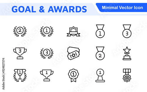 Goal & Awards Icon Set. A motivational collection of icons designed to celebrate achievements and aspirations, perfect for personal development, coaching, and recognition.