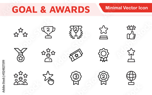 Goal & Awards Icon Set. A motivational collection of icons designed to celebrate achievements and aspirations, perfect for personal development, coaching, and recognition.