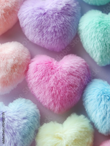 Colorful fuzzy hearts for decoration and gifting.