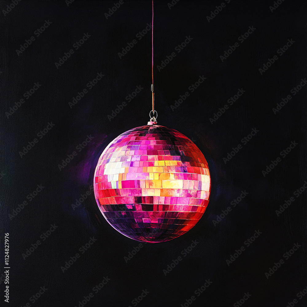 Obraz premium disco background with disco balls in purple and gold lighting 