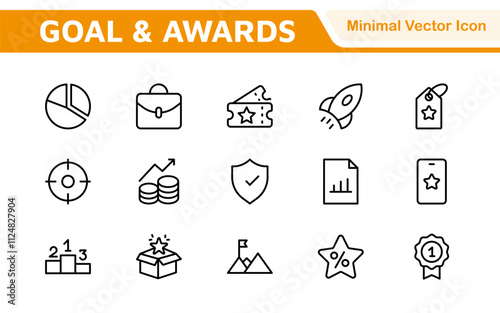 Goal & Awards Icon Set. A motivational collection of icons designed to celebrate achievements and aspirations, perfect for personal development, coaching, and recognition.