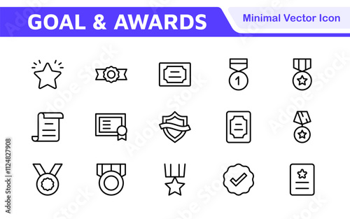 Goal & Awards Icon Set. A motivational collection of icons designed to celebrate achievements and aspirations, perfect for personal development, coaching, and recognition.
