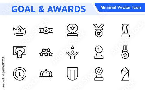 Goal & Awards Icon Set. A motivational collection of icons designed to celebrate achievements and aspirations, perfect for personal development, coaching, and recognition.