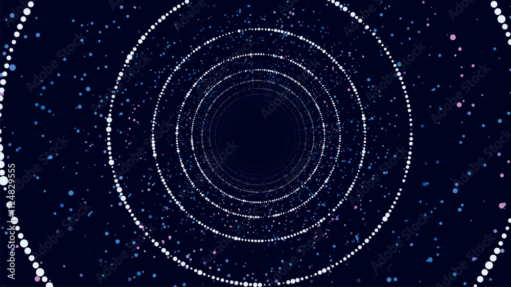 Obraz premium Technology wireframe circle tunnel on dark background. Futuristic 3D wormhole grid. Digital dynamic wave. Vector illustration.