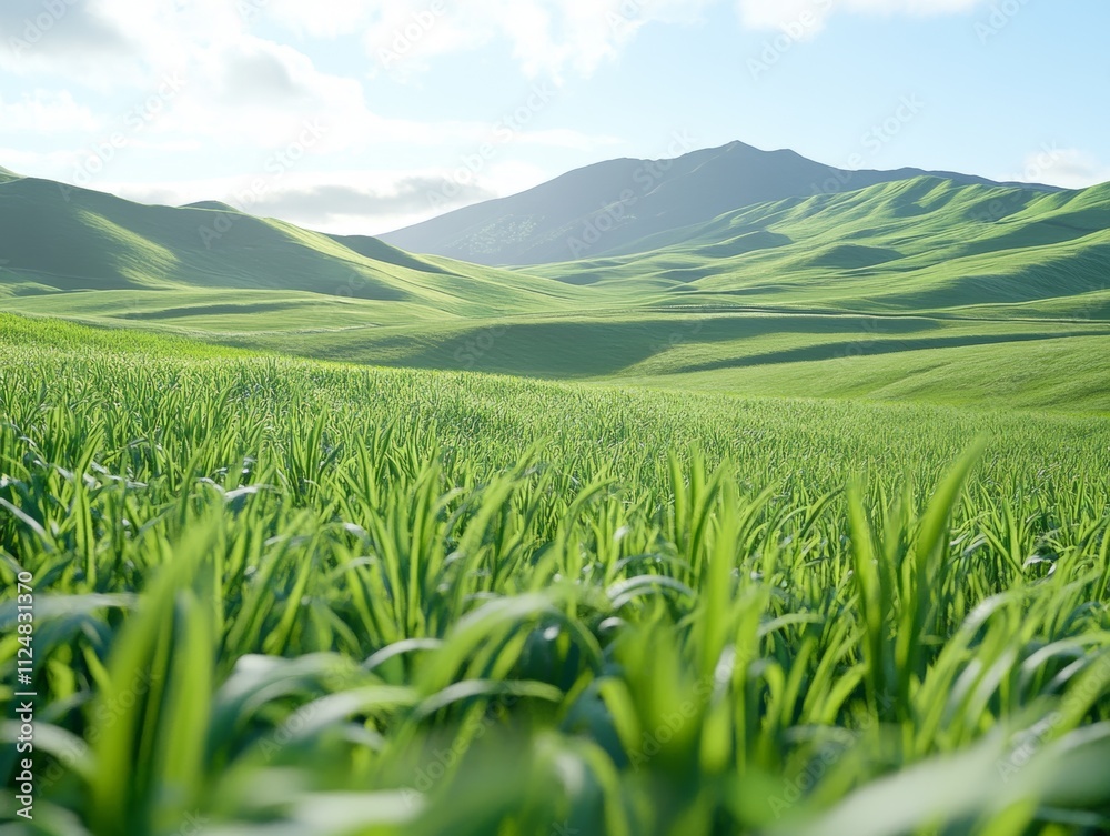 Lush green grass under a clear blue sky. Lush green grass under a clear blue sky.