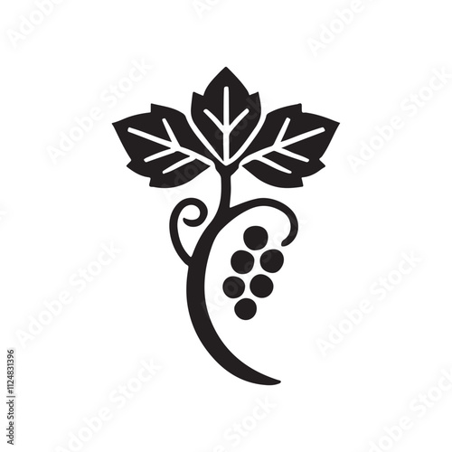 Black simple grapevine silhouette vector icon