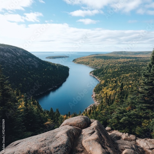 Breathtaking scenic view of a serene river in majestic forest nature photography tranquil landscape outdoor adventure