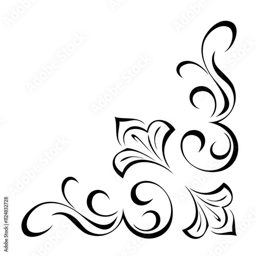 decorative corner design with abstract calligraphic ornament
