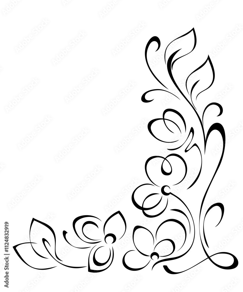 decorative corner design with stylized flowers, leaves and vignettes decorative corner design with stylized flowers, leaves and vignettes