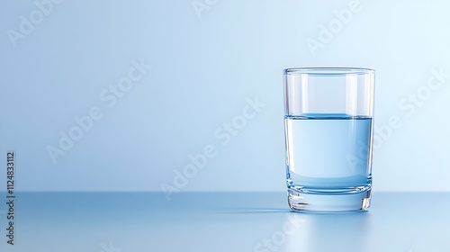 Simple transparent glass water surface, blue