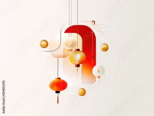 Generative AI Brings Wealth and Fortune to Lunar New Year Shopping Background in Red Cartoon Style