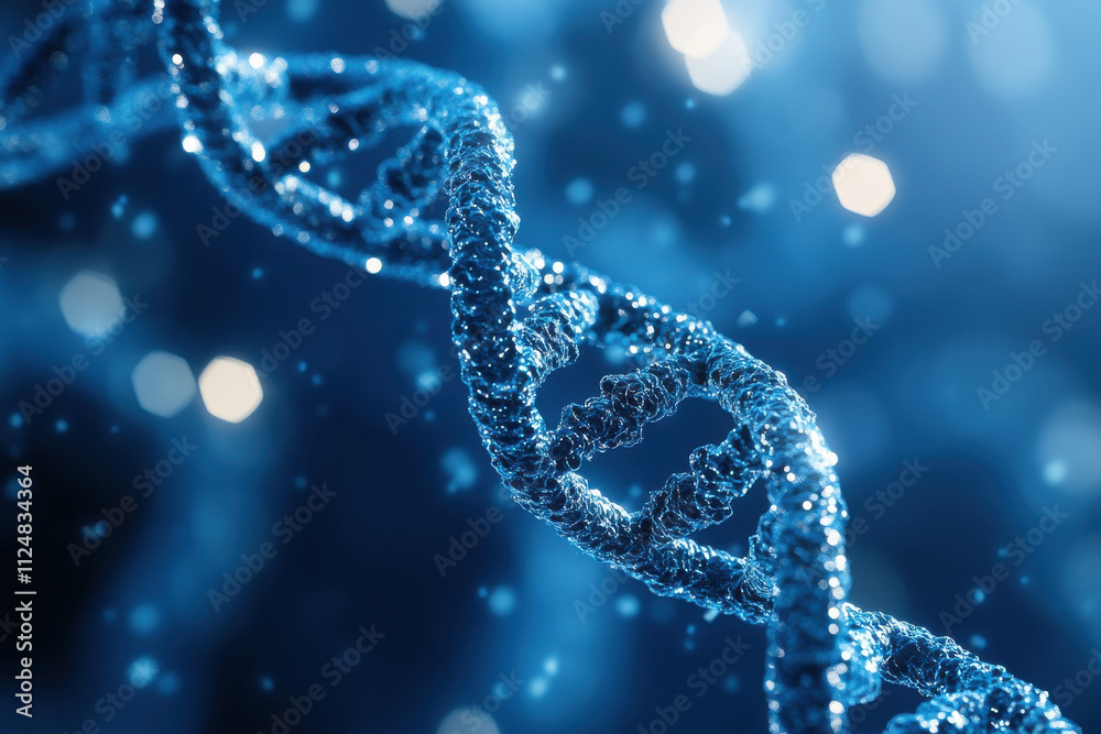 Double helix DNA structure on dark blue background. Science and microbiology concept. Generated AI Double helix DNA structure on dark blue background. Science and microbiology concept. Generated AI