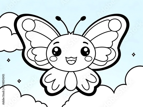 Adorable Cartoon Butterfly Coloring Page